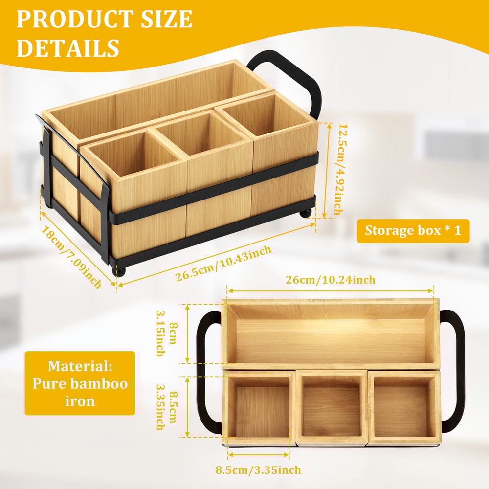 Cooking Utensil Organizer, Compartments Countertop kitchen, With Double Handle, Durable and Stylish