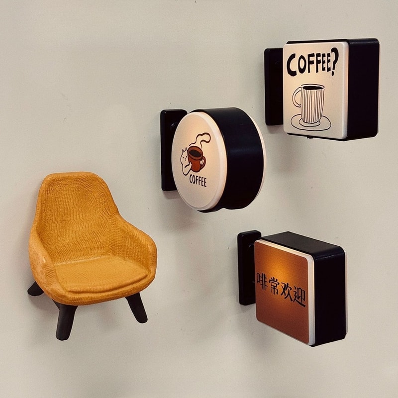 Cat and Dog Pattern Refrigerator Magnet Light, Cute Coffee Theme Decorative Light, Home Decoration