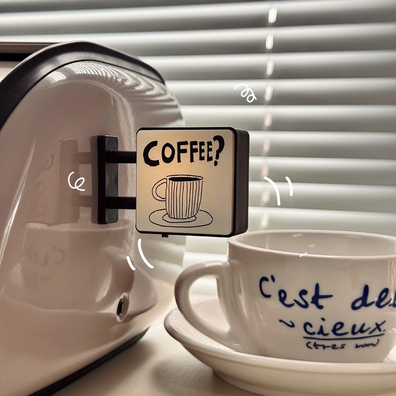 Cat and Dog Pattern Refrigerator Magnet Light, Cute Coffee Theme Decorative Light, Home Decoration