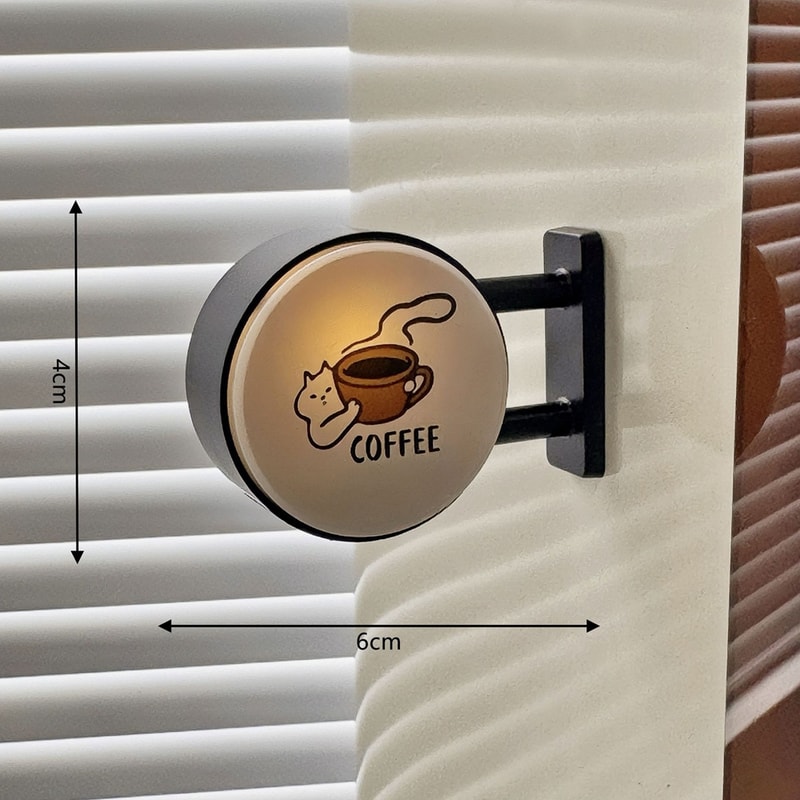 Cat and Dog Pattern Refrigerator Magnet Light, Cute Coffee Theme Decorative Light, Home Decoration