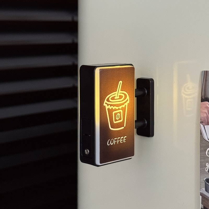 Cat and Dog Pattern Refrigerator Magnet Light, Cute Coffee Theme Decorative Light, Home Decoration