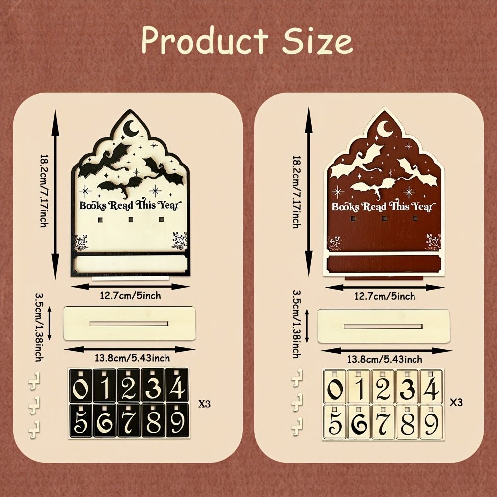 Book Lovers Reading Counter, Wooden Desktop Tracker, Double Thickness Bookshelf Ornaments, Crafts Gifts