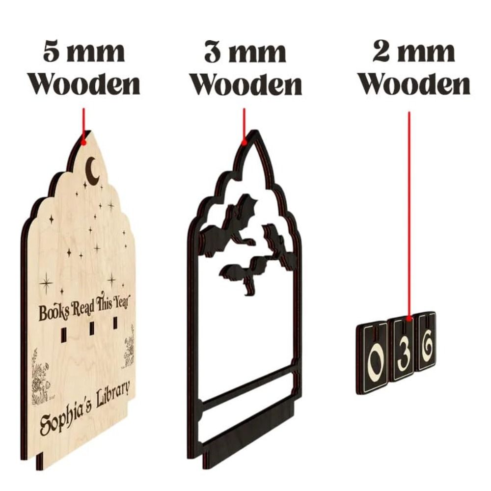 Book Lovers Reading Counter, Wooden Desktop Tracker, Double Thickness Bookshelf Ornaments, Crafts Gifts