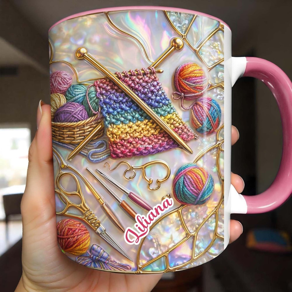 Handcraft Themed Coffee Cup, Knitting Sewing Tools Mug, Office and Home Water Cup, Decorative Item, Perfect Gift