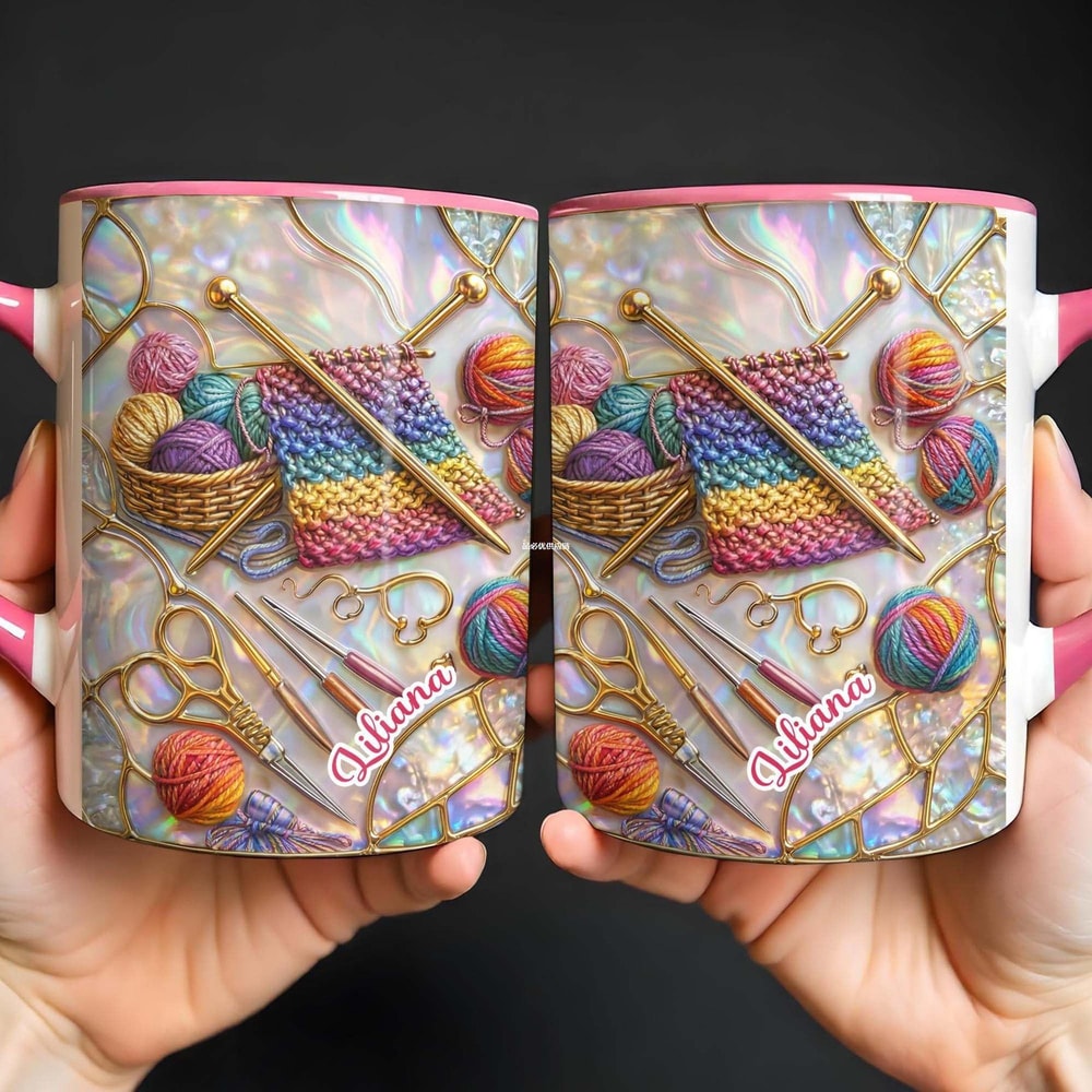 Handcraft Themed Coffee Cup, Knitting Sewing Tools Mug, Office and Home Water Cup, Decorative Item, Perfect Gift