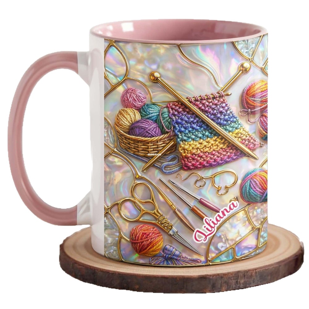 Handcraft Themed Coffee Cup, Knitting Sewing Tools Mug, Office and Home Water Cup, Decorative Item, Perfect Gift