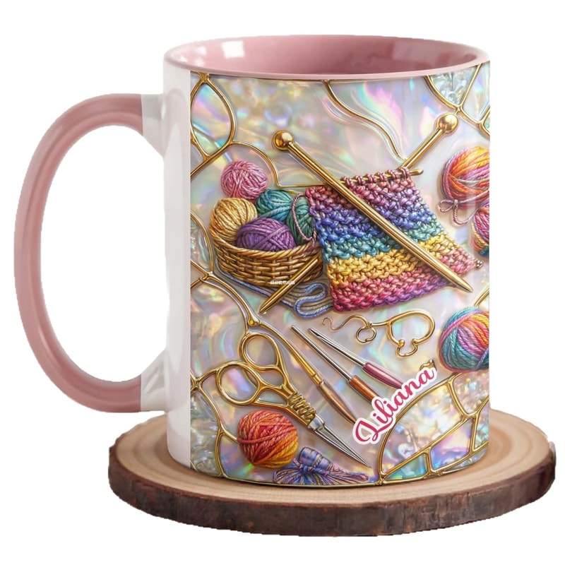 Handcraft Themed Coffee Cup, Knitting Sewing Tools Mug, Office and Home Water Cup, Decorative Item, Perfect Gift