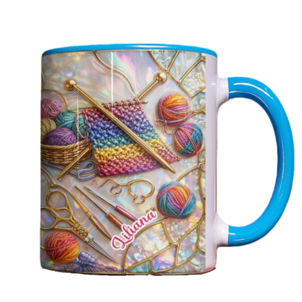Handcraft Themed Coffee Cup, Knitting Sewing Tools Mug, Office and Home Water Cup, Decorative Item, Perfect Gift