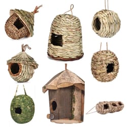 handwoven grass wicker birdhouse, assorted natural bird nest set, hanging bird shelter for small birds