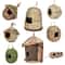 Handwoven Grass Wicker Birdhouse, Assorted Natural Bird Nest Set, Hanging Bird Shelter for Small Birds