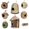 Handwoven Grass Wicker Birdhouse, Assorted Natural Bird Nest Set, Hanging Bird Shelter for Small Birds