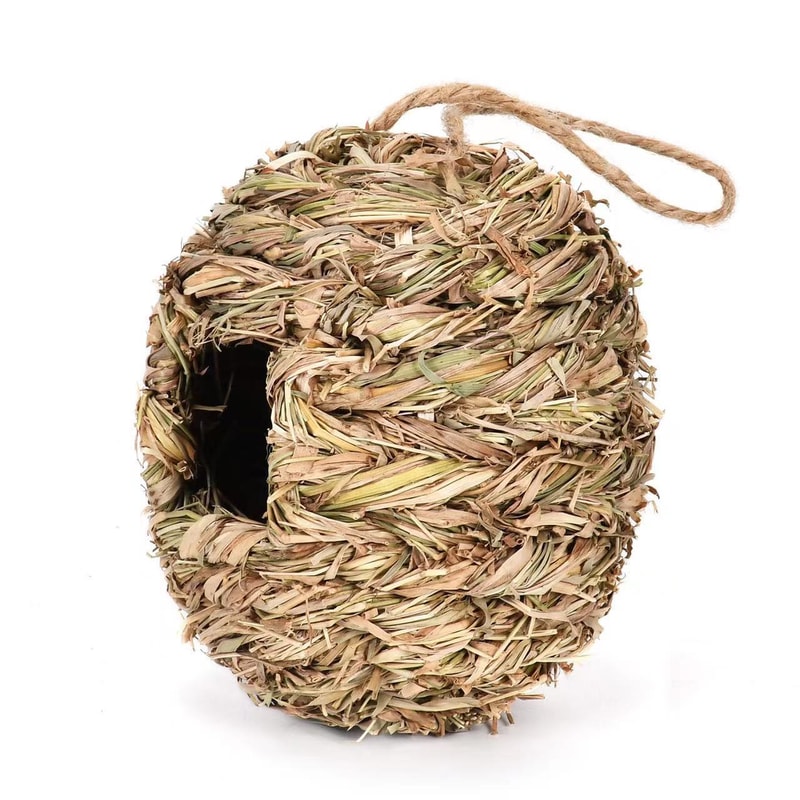 Handwoven Grass Wicker Birdhouse, Assorted Natural Bird Nest Set, Hanging Bird Shelter for Small Birds