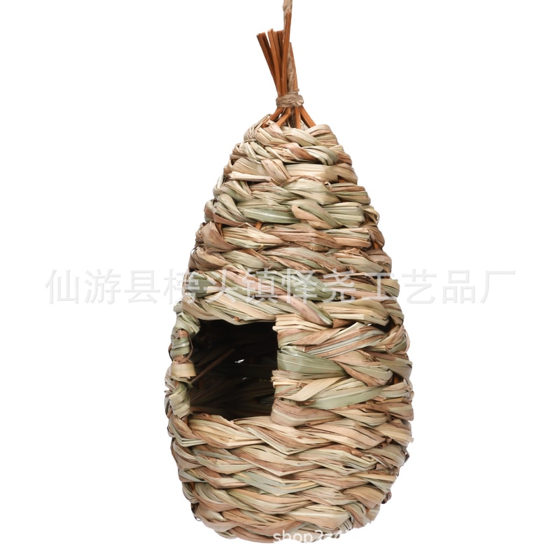 Handwoven Grass Wicker Birdhouse, Assorted Natural Bird Nest Set, Hanging Bird Shelter for Small Birds
