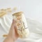 Personalized Name Cup with Bamboo Lid Straw, Custom Flower Glass Tumbler, Reusable Eco-Friendly Gift for Women