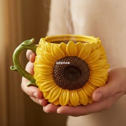 decorative flower-patterned mug, coffee cup, multiple styles available, flower-shaped drinking cup for office and home,