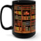 Retro Book Pattern Mug, Literary Black Ceramic Coffee Cup, Vintage Bookshelf Theme, Book Lover Gift Mug