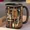 Retro Book Pattern Mug, Literary Black Ceramic Coffee Cup, Vintage Bookshelf Theme, Book Lover Gift Mug