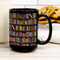 Retro Book Pattern Mug, Literary Black Ceramic Coffee Cup, Vintage Bookshelf Theme, Book Lover Gift Mug