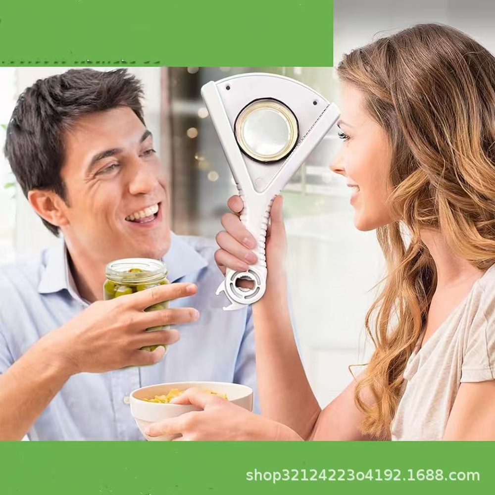 Easy-Grip Can and Bottle Opener with Handle for Kitchen