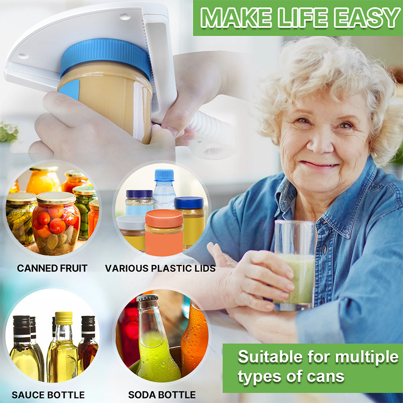 Easy-Grip Can and Bottle Opener with Handle for Kitchen