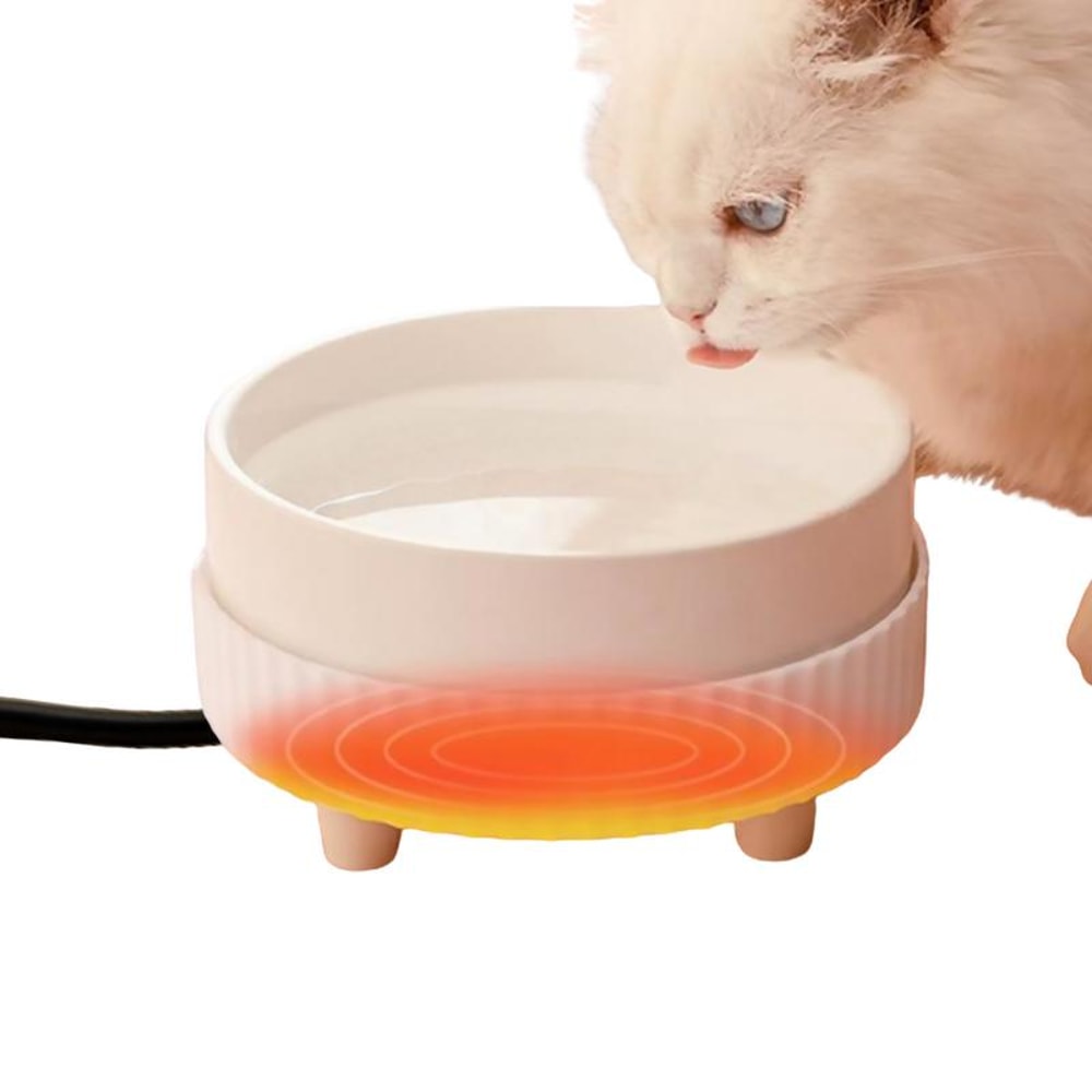 Rechargeable Pet Water Heating Bowl Heated Cat Bowl Detachable Ceramic 2