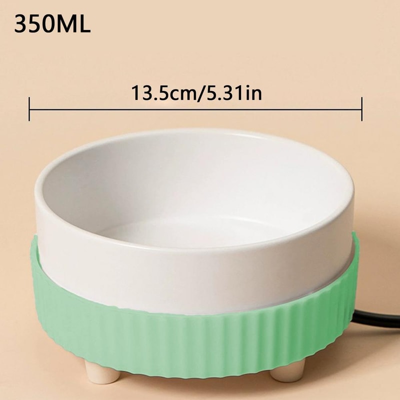 Rechargeable Pet Water Heating Bowl Heated Cat Bowl Detachable Ceramic 6