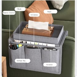 fabric couch caddy pockets, multilayer sofa storage organizer for remote, cellphone, tissue, home living room tidying