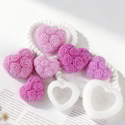diy rose heart silicone mold, aromatherapy plaster resin mold for candle making, perfect valentine's day craft