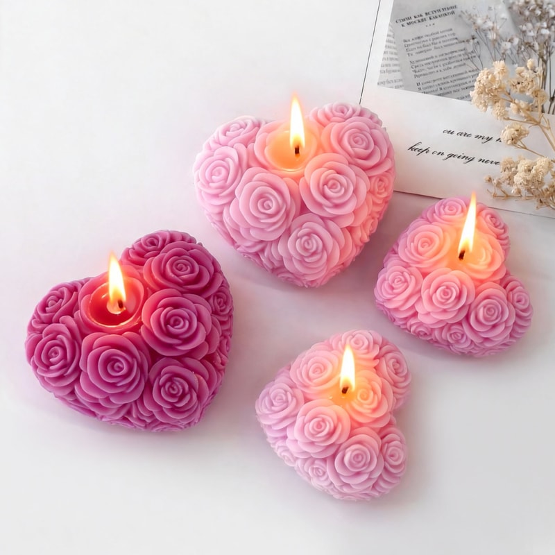 DIY Rose Heart Silicone Mold, Aromatherapy Plaster Resin Mold for Candle Making, Perfect Valentine's Day Craft