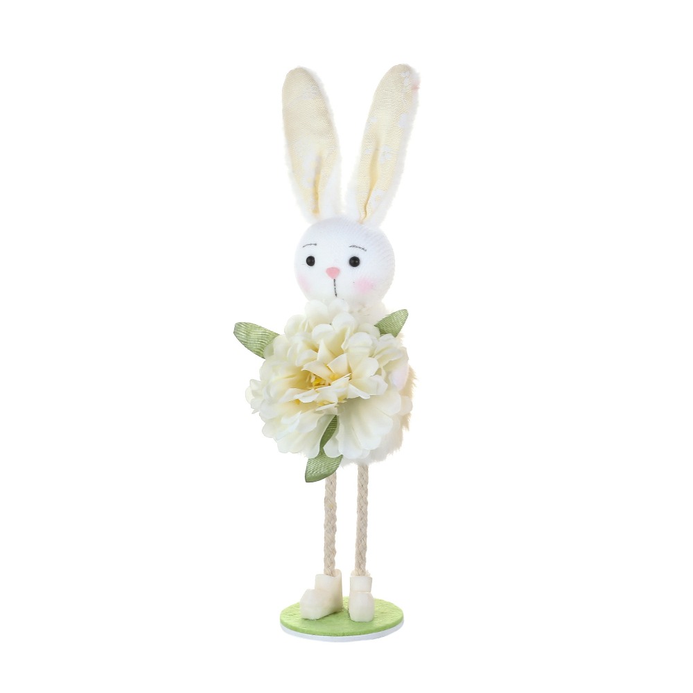 Cute Easter Bunny Figurine With Flower Skirt, Fabric Holiday Decoration for Living Room Home Decor
