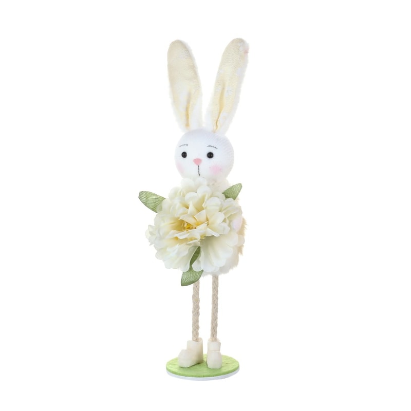 Cute Easter Bunny Figurine With Flower Skirt, Fabric Holiday Decoration for Living Room Home Decor