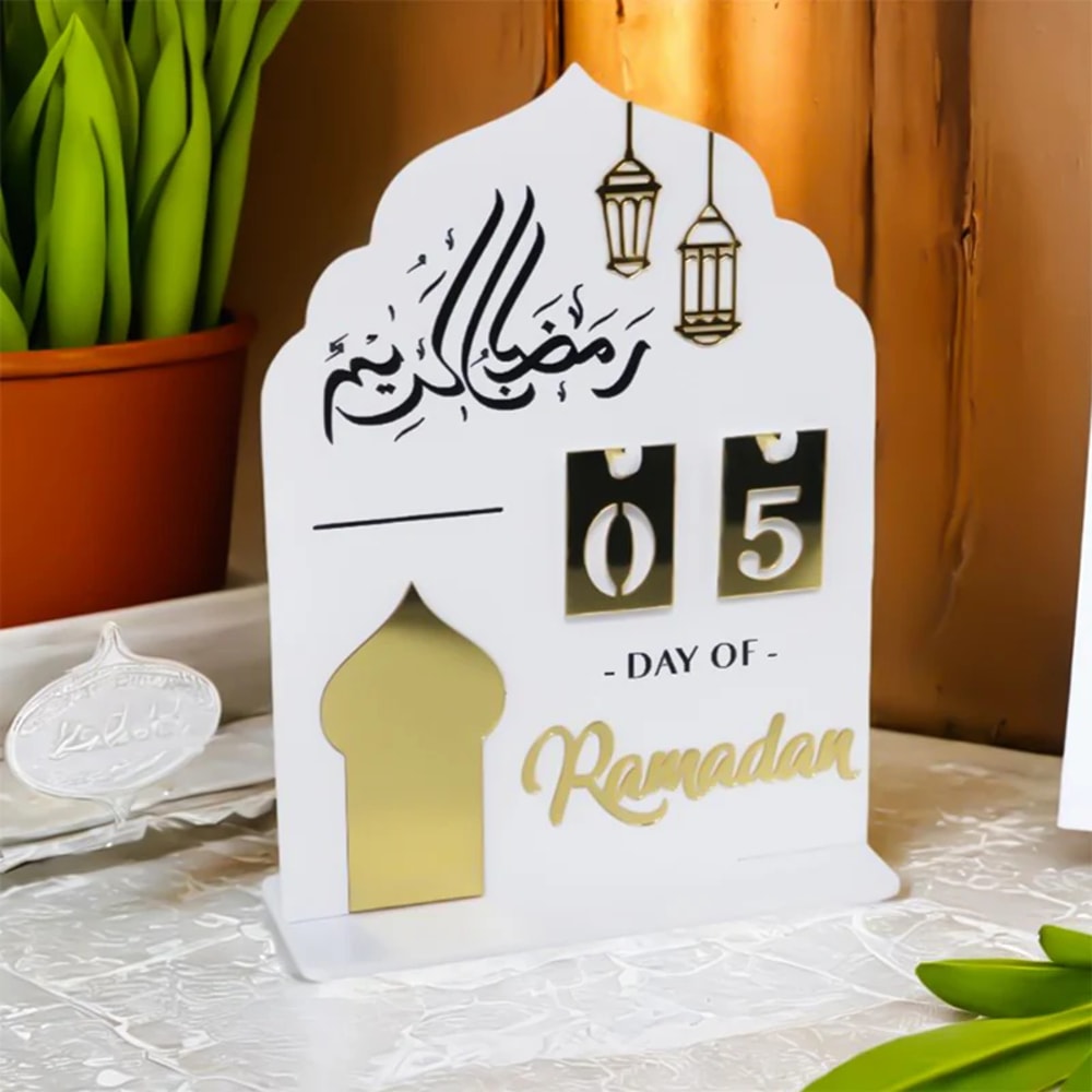 Eid Al-Fitr Countdown Calendar, Acrylic Ramadan Countdown Decoration with Replaceable Numbers