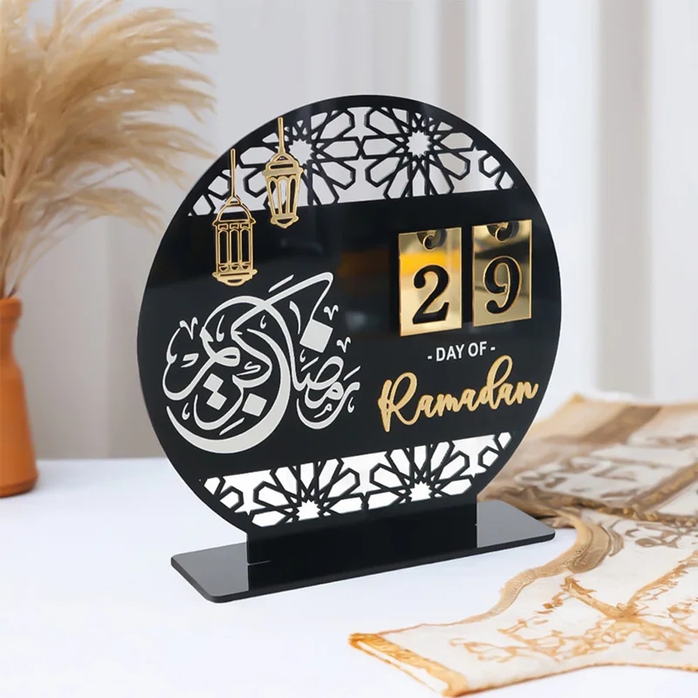 Eid Al-Fitr Countdown Calendar, Acrylic Ramadan Countdown Decoration with Replaceable Numbers