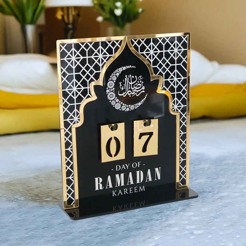 Eid Al-Fitr Countdown Calendar, Acrylic Ramadan Countdown Decoration with Replaceable Numbers