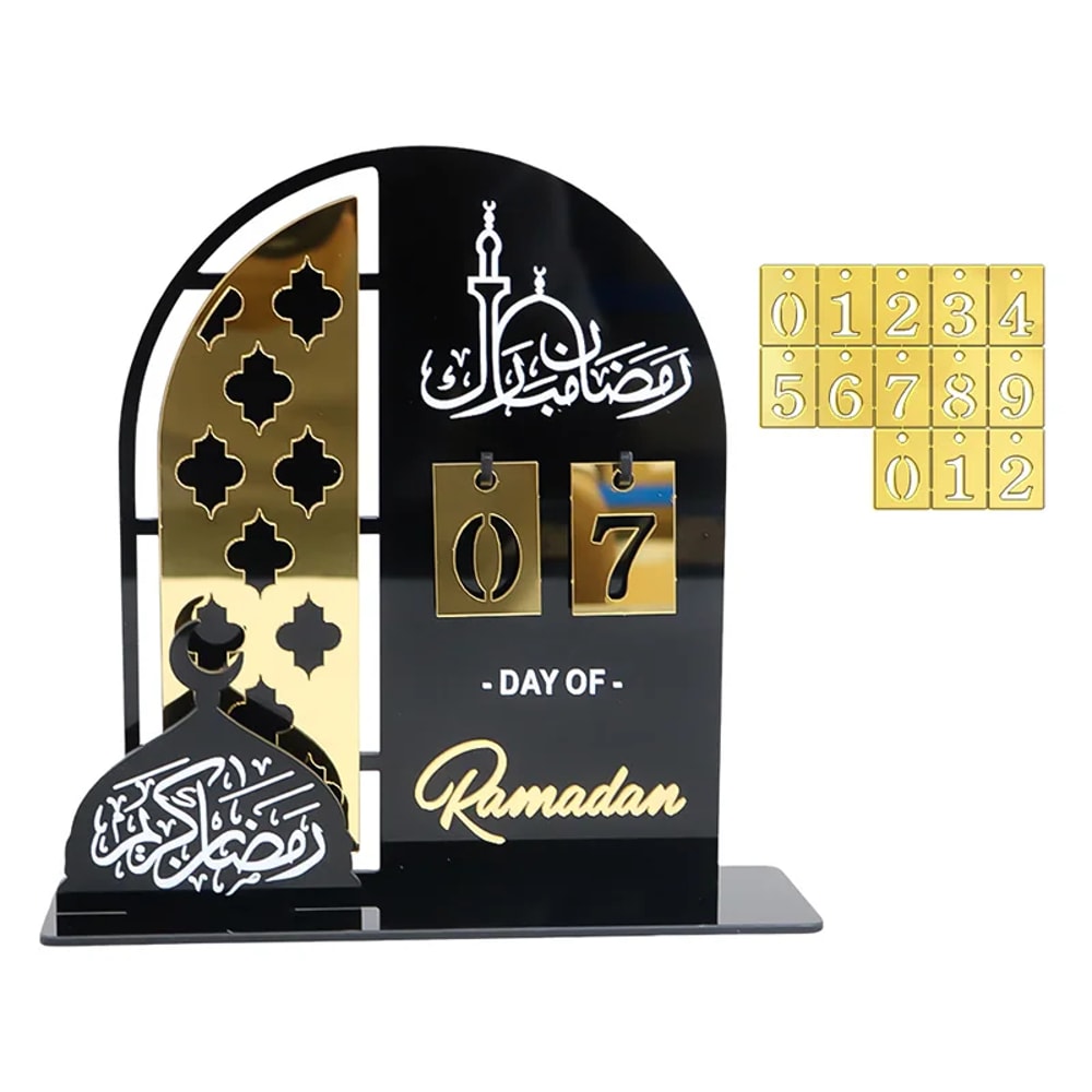 Eid Al-Fitr Countdown Calendar, Acrylic Ramadan Countdown Decoration with Replaceable Numbers