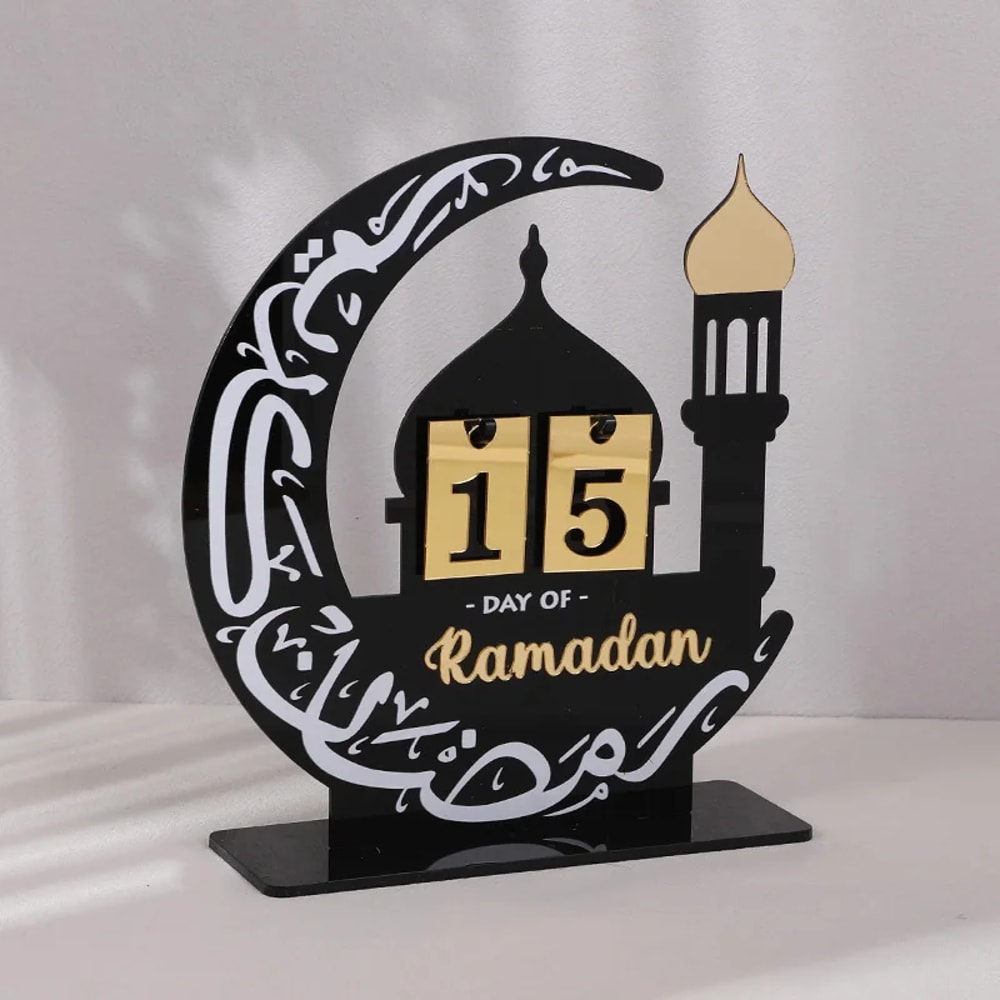 Eid Al-Fitr Countdown Calendar, Acrylic Ramadan Countdown Decoration with Replaceable Numbers