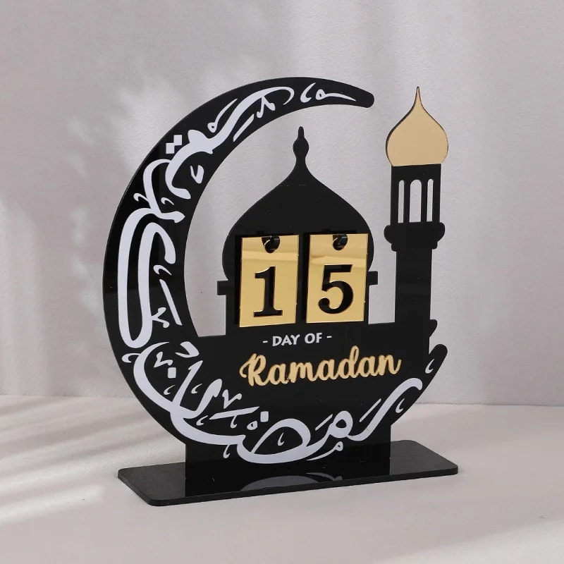 Eid Al-Fitr Countdown Calendar, Acrylic Ramadan Countdown Decoration with Replaceable Numbers