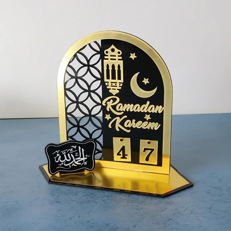 Eid Al-Fitr Countdown Calendar, Acrylic Ramadan Countdown Decoration with Replaceable Numbers
