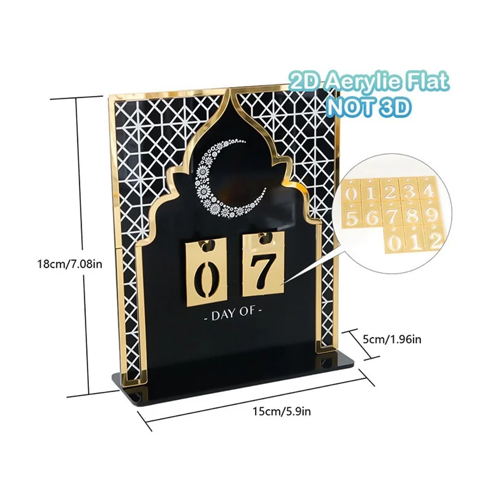 Eid Al-Fitr Countdown Calendar, Acrylic Ramadan Countdown Decoration with Replaceable Numbers