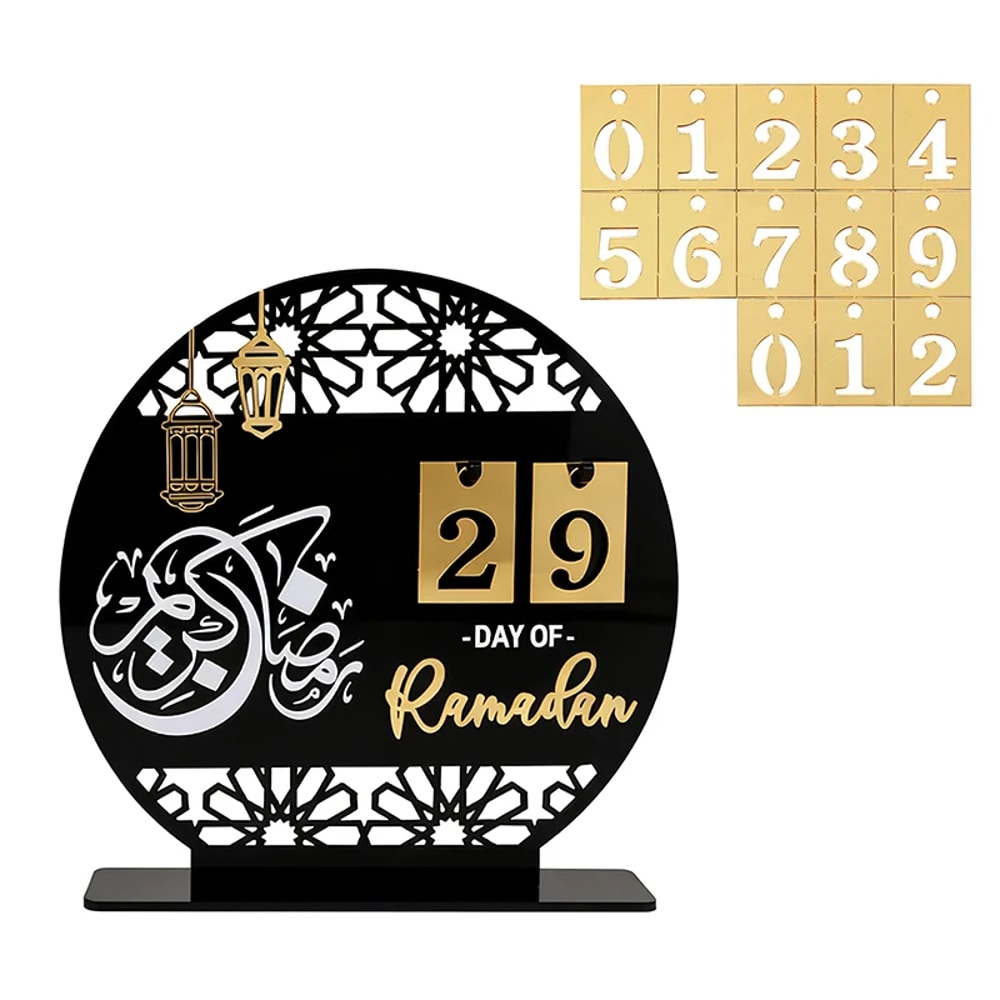 Eid Al-Fitr Countdown Calendar, Acrylic Ramadan Countdown Decoration with Replaceable Numbers