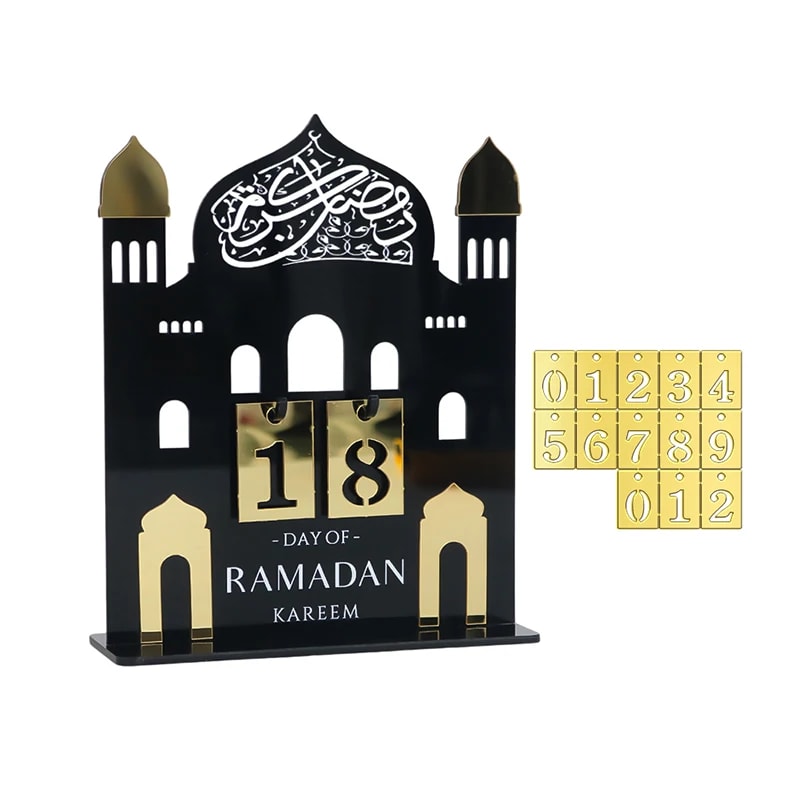 Eid Al-Fitr Countdown Calendar, Acrylic Ramadan Countdown Decoration with Replaceable Numbers