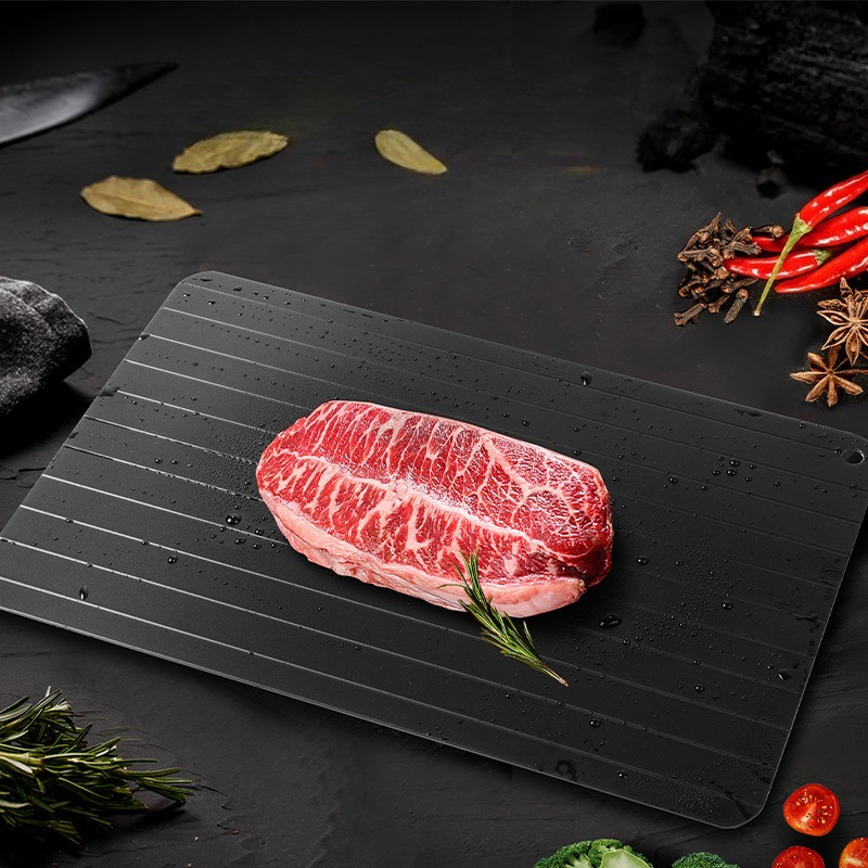 Large Size Thawing Plate for Frozen Meat, Fast Defrosting Tray with Groove Design for Safer Kitchen Use