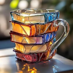 large capacity coloring book glass mug, coffee cup gift for office and home, thickened handle