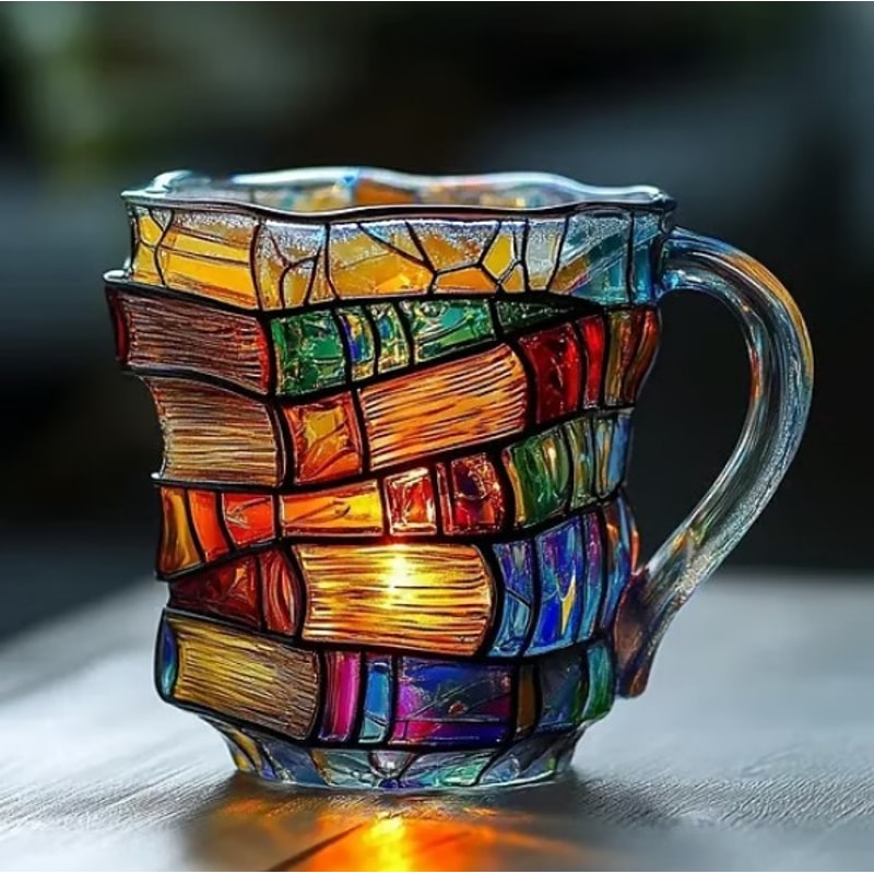 Large Capacity Coloring Book Glass Mug Coffee Cup Gift For Office And Home Thickened Handle 4