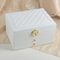 Textured Leather Jewelry Box, Three-Tier Storage for Bracelets, Rings, Earrings, with Metal Clasp, Gift Box Organizer