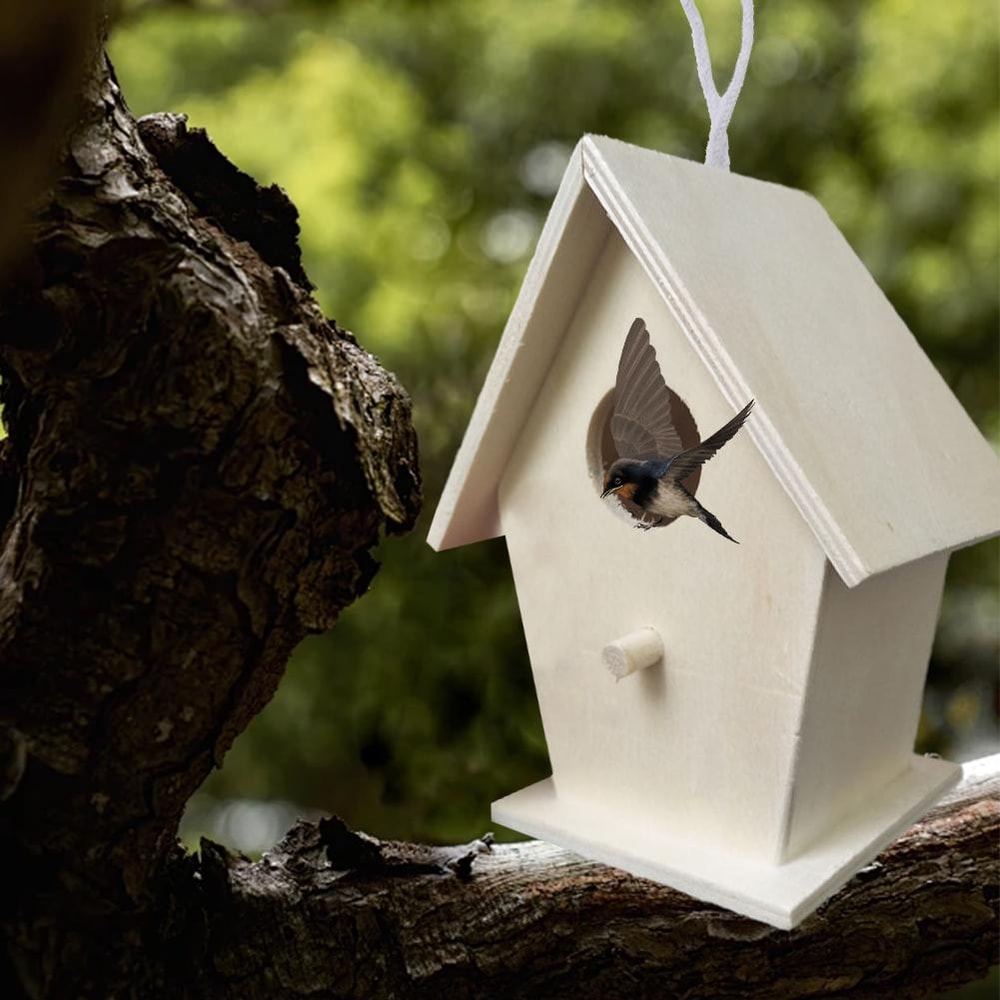 Wooden Bird Nest, Bird Feeder, Mini Wooden Birdhouse, Garden Hanging Birdhouse for Creative Yard Decoration