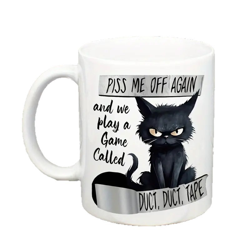 Cat Pattern Coffee Cup, Ceramic Mug for Office & Home Use, Perfect Holiday Gift