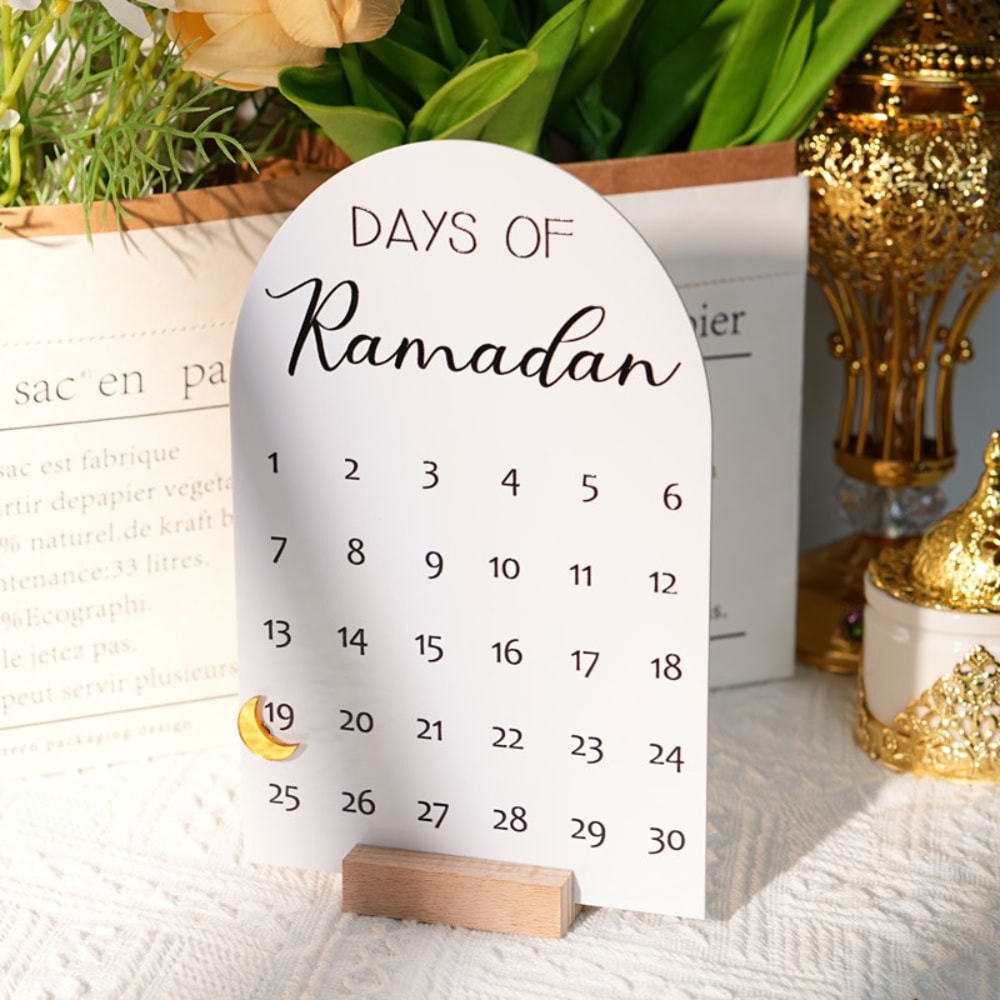 Acrylic Ramadan Countdown Calendar - Home Decoration Crafts - Holiday Countdown Table Calendar & Desktop Ornaments