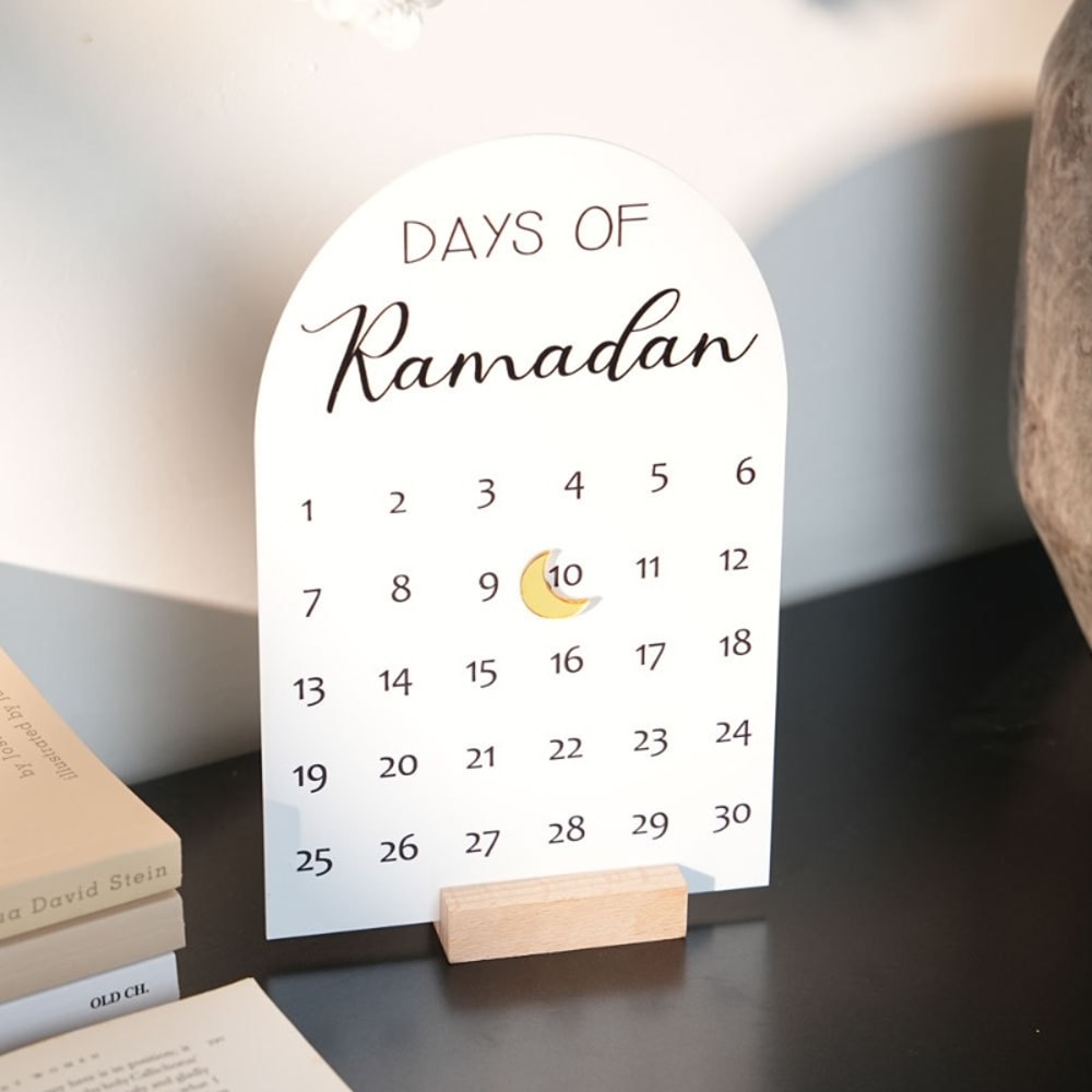 Acrylic Ramadan Countdown Calendar - Home Decoration Crafts - Holiday Countdown Table Calendar & Desktop Ornaments