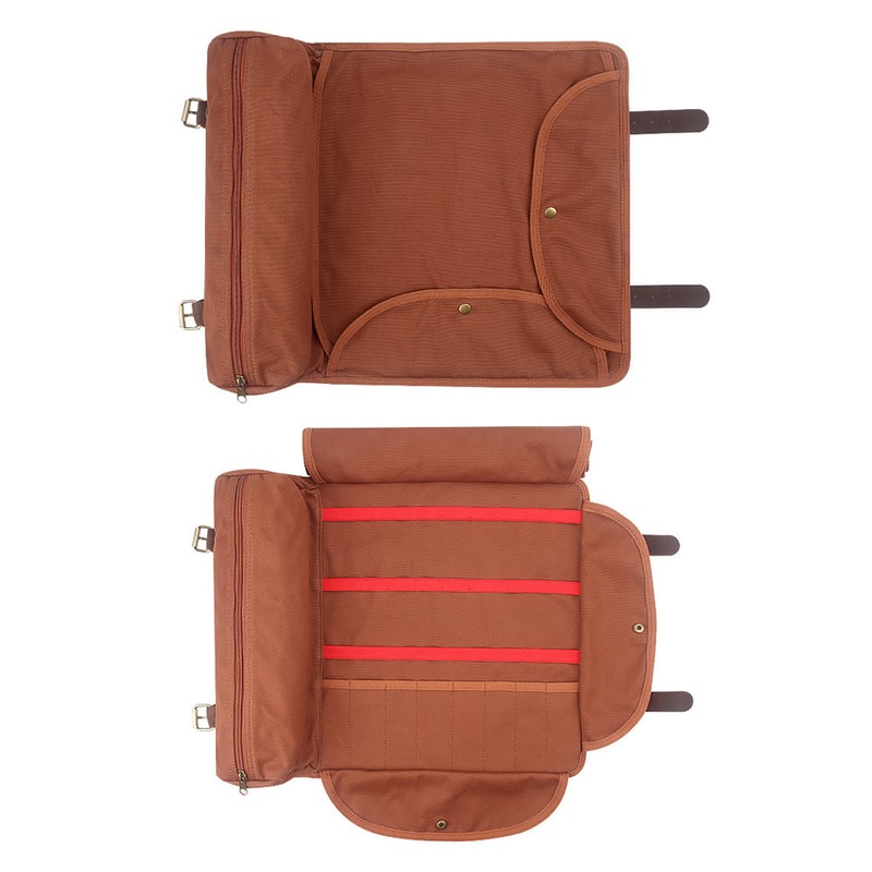 Travel bar tool kit with cocktail set, travel bartender kit, portable bar roll with shoulder strap and accessories